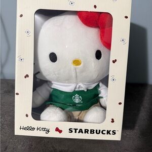 Starbucks Hello Kitty Plush with Red Bow and Green Apron